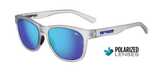 Satin Clear Frame - Polarized Smoke Tint with Blue Mirror